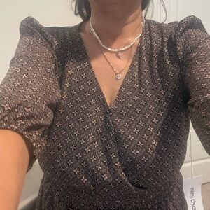 Mimi Chica Black and Tan Geometric Dress